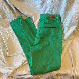Crown & Ivy Bright Green Straight Leg Skinny Jeans